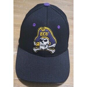 East Carolina Pirates Black Hat Small Stretch NCAA Zephyr Cap Purple Accents